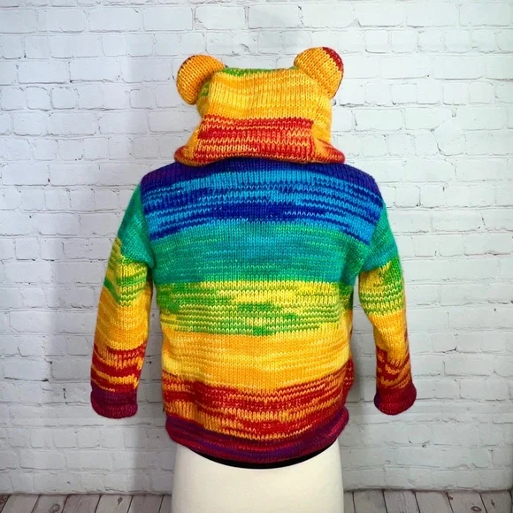 🧸🌈NWT🤩 |•KYBER•| Hand Made Wool Bear Fleece Lined Sweater + Mittens🌈 - Picture 10 of 16